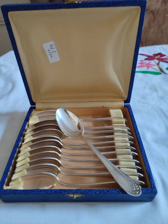 Buisson Joseph et Orbrille case twelve teaspoons in silver metal