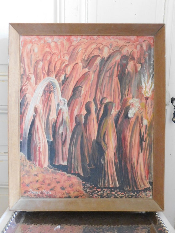 James TATE oil on canvas "Lamentations" framed signed English school dated 1969