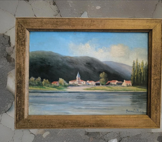 Bernard BILLION oil on canvas "Village view" French school 20th century