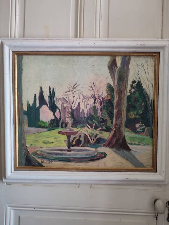 Gabrielle VALLAT (1889-1943) Orange 1928 "Corner of the park of the Castel des arènes" oil on cardboard framed French school