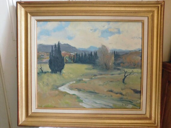 Raymond VERNET (- 1993) "Provence in the Alpilles winter morning" 1981 oil on panel framed French school