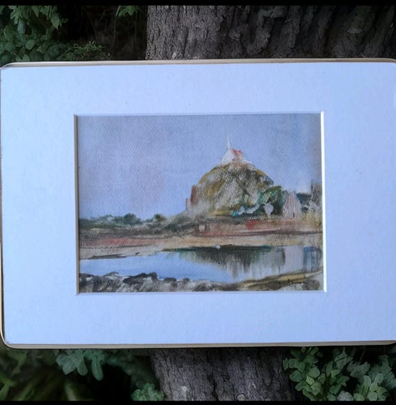 Louis Noël AGERON (1865-1935) "Chapelle St Michel Bréhat" watercolor framed under glass French painting