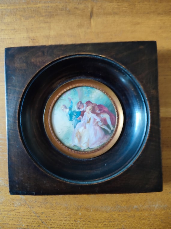 Miniature genre scene "Gallant conversation on the patio" signed J. GERCA