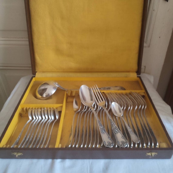 Roux Marquiand and other housesmith 35 pieces silver metal art nouveau style forks spoons ladle