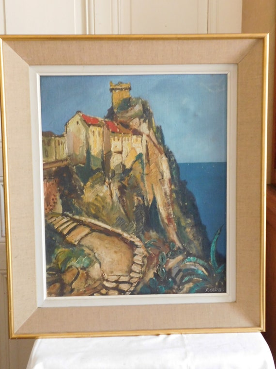 François CARBUCCIA (20th century) "Cap Corse Nonza the rock and the Genovese tower" oil on canvas well framed French school