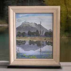 R SORREL  (XXeme) huile sur carton "Le lac de Sainte Hélène" école française 1939