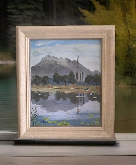 R SORREL (20th century) oil on cardboard "The lake of Saint Helena" French school 1939