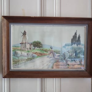 RAY PERRAUD (1895-1986) &quot;Alte Mühle in Aramon&quot; Aquarell unter Glas gerahmt