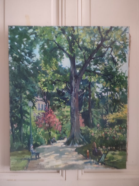 Fernand PROUST (20th century) oil on canvas "Parc Monceau Paris" June 1974 French realist school