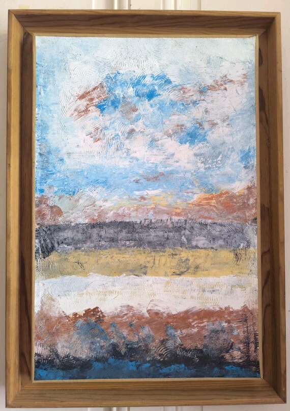Oil on canvas "Abstract landscape composition" unsigned in a nice frame