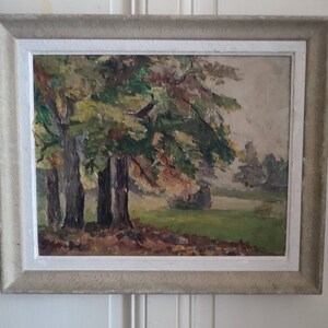 G.GIRAUD  (XXeme) huile sur carton  "Effets d'automne à Uriage " datée 1955 encadré