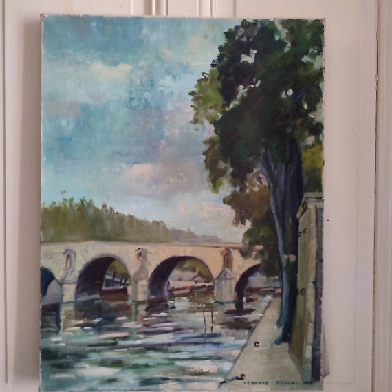 Fernand PROUST (XXeme) oil on canvas "Temps couvert Pont Marie" dated 1964