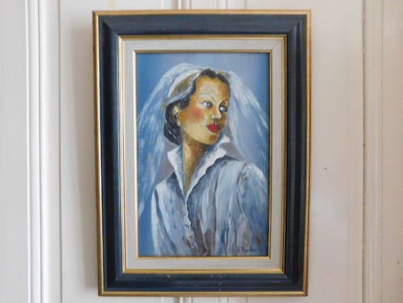 Alain RIGOLLIER (1955- ) acrylic on cardboard “The bride” French school