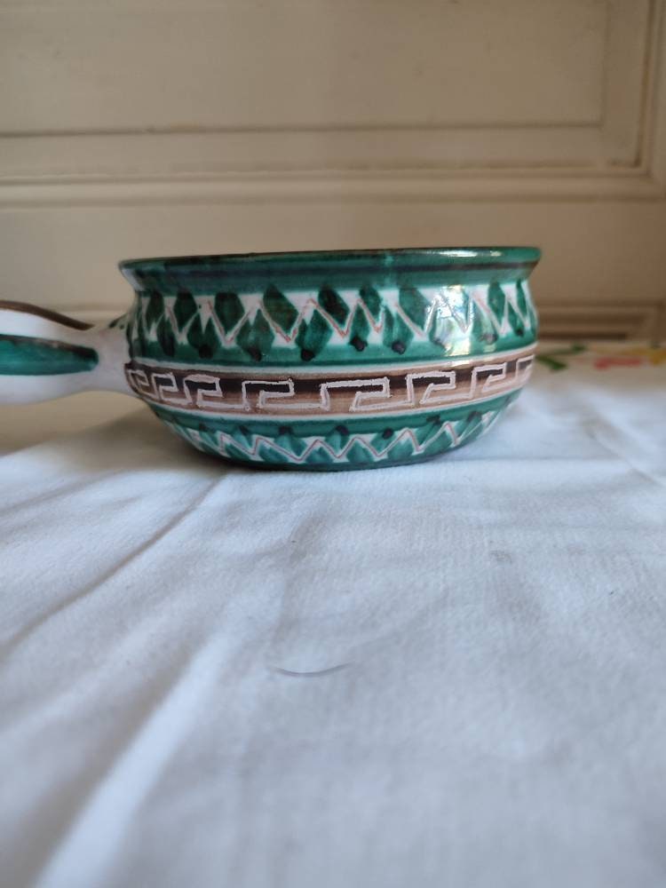 Robert Picault | 1919-2000 Vallauris Poêlon en Faïence Décor Frise Grecque et Géométrique