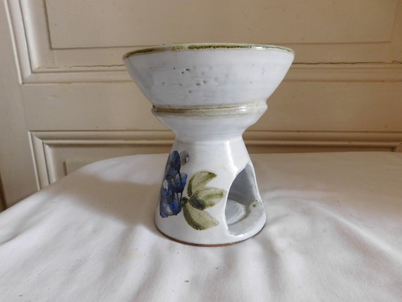 Albert THIRY (1932/2009) ceramic tealight candle holder Vallauris vintage floral decor France