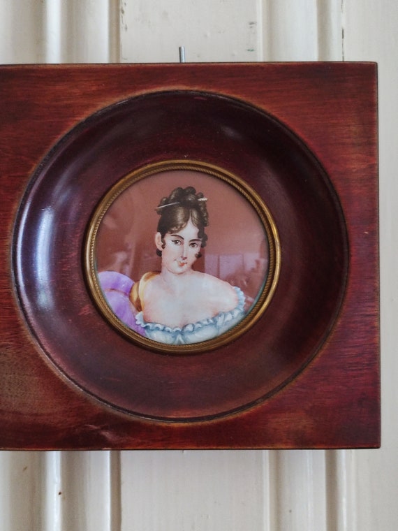 Miniature portrait "Juliette Récamier" signed H DURAN in the style of the 18th century