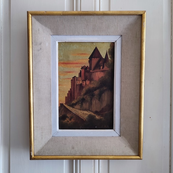 M Lhermet (XIX-XXth) oil on canvas "View of the ramparts" framed