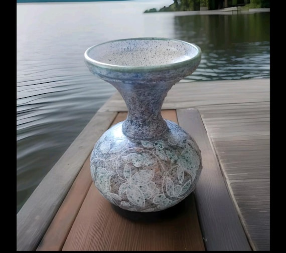 Bernard BUFFAT (20th century) large ceramic vase with rich decoration of flowers and leaves
