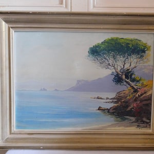 André RAYNAUD (1890-1974) &quot;Seaside landscape&quot; oil on double-sided panel