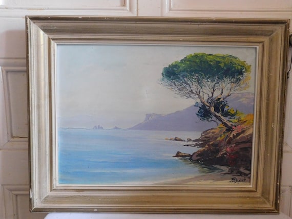 André RAYNAUD (1890-1974) "Seaside landscape" oil on double-sided panel