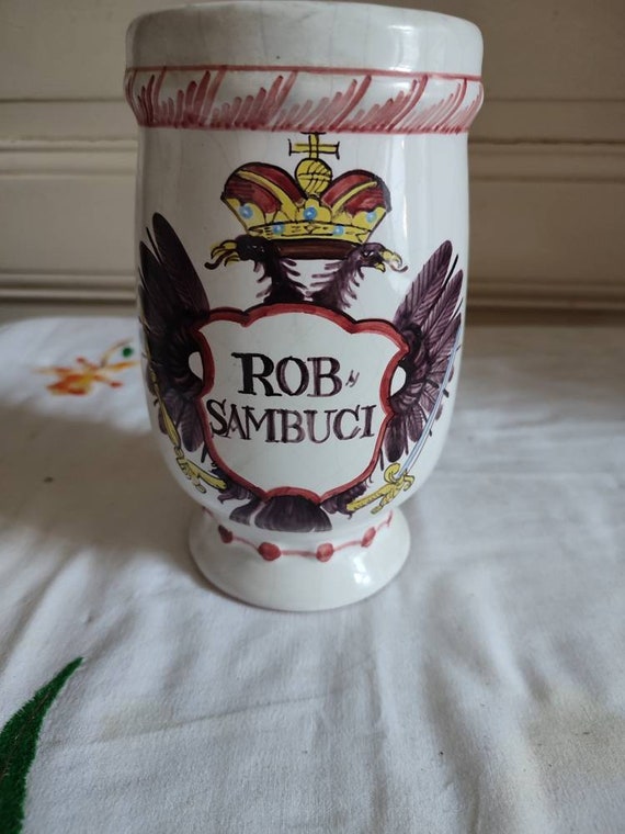 Nargisz earthenware medicine pot "Rob Sambuci" crowned double-headed eagle decoration