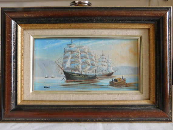 VARGAS (XXth) "Three mats" marine oil on canvas framed French school