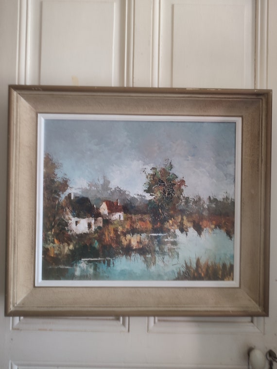 Claude MOURIER (1930-) "The pond of Verrières" oil on canvas post-impressionist French school