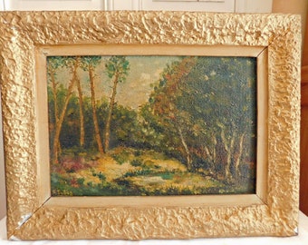 R. DUBÈS (20th century) oil on hardboard &quot;Les Escarpouès banks of the Midouze&quot; 1957 French school