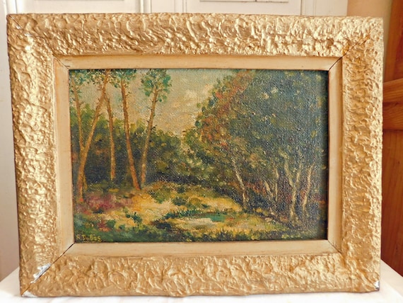 R. DUBÈS (XXth) oil on isorel panel "Les Escarpouès bords du Midouze " 1957 French school