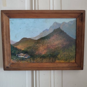 VAN DER LOO (20. Jahrhundert) Öl auf Isorel &quot;Berglandschaft mit Weiler&quot; gerahmt