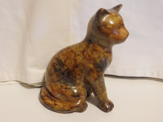 Jean Noël BOUILLET lacquered glass subject "The Cat" unique piece