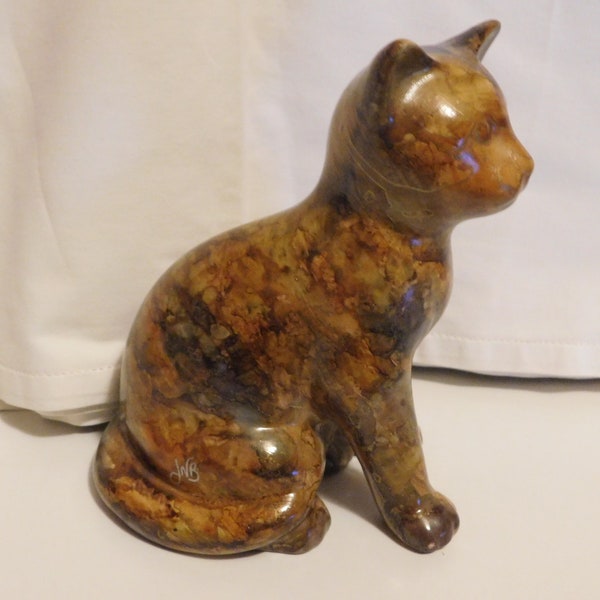 Jean Noël BOUILLET sujet verre laqué  "Le Chat" pièce unique