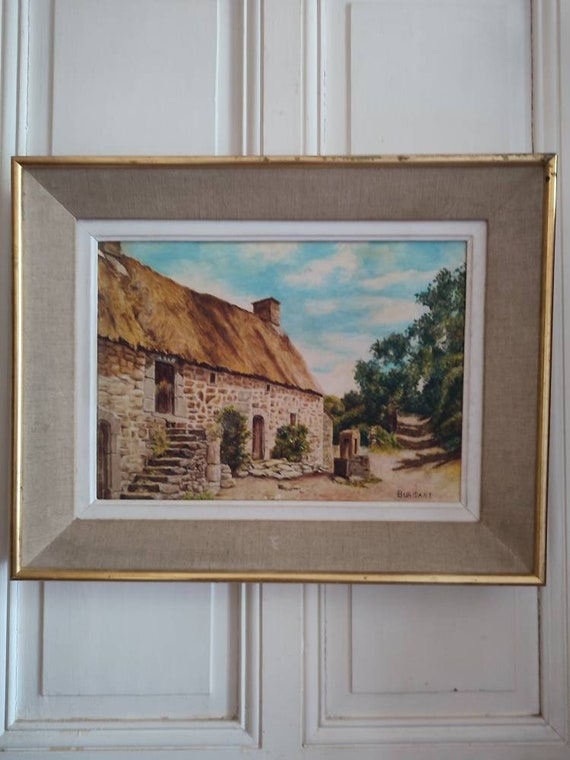 BURIDANT (20th century) Thatched cottage oil on panel framed 1960s French school