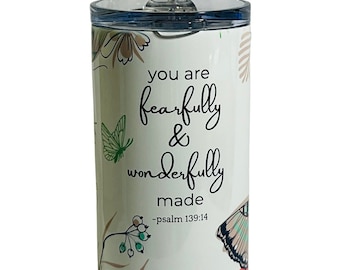 Stainless steel butterfly tumbler with scripture