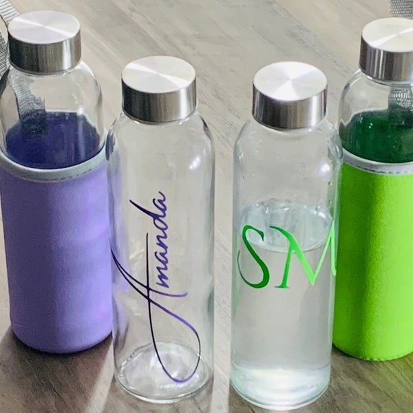 Personalized glass water bottle