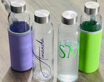 Personalized glass water bottle