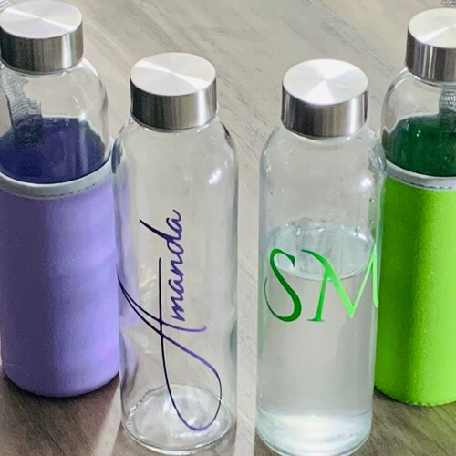 Silicone and Glass Water Bottle 16oz Etsy