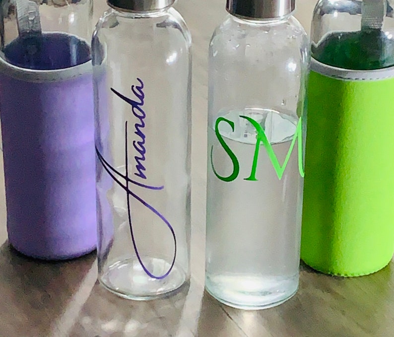 Personalized glass water bottle