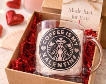 Coffee is My Valentine Glass Mug | Valentine's Day Gift