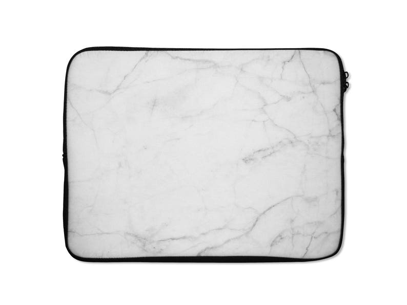 Laptop Sleeve White Marble Print laptop sleeve 13 inch Etsy