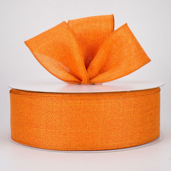 2.5" Orange Royal Faux Burlap Ribbon, Craft Ribbon, Bow Making, Wreath and Floral Supply Wired Ribbon, 5 YARDS