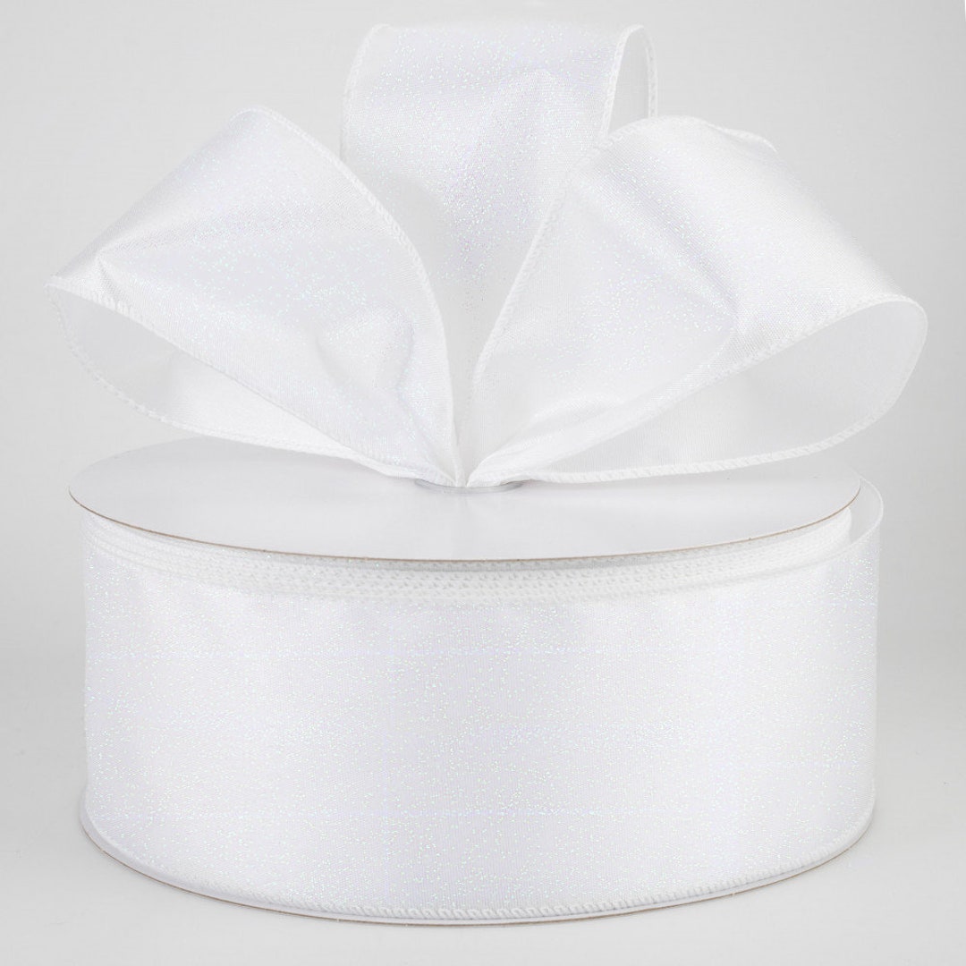 White Iridescent Glitter Misted Satin 2.5