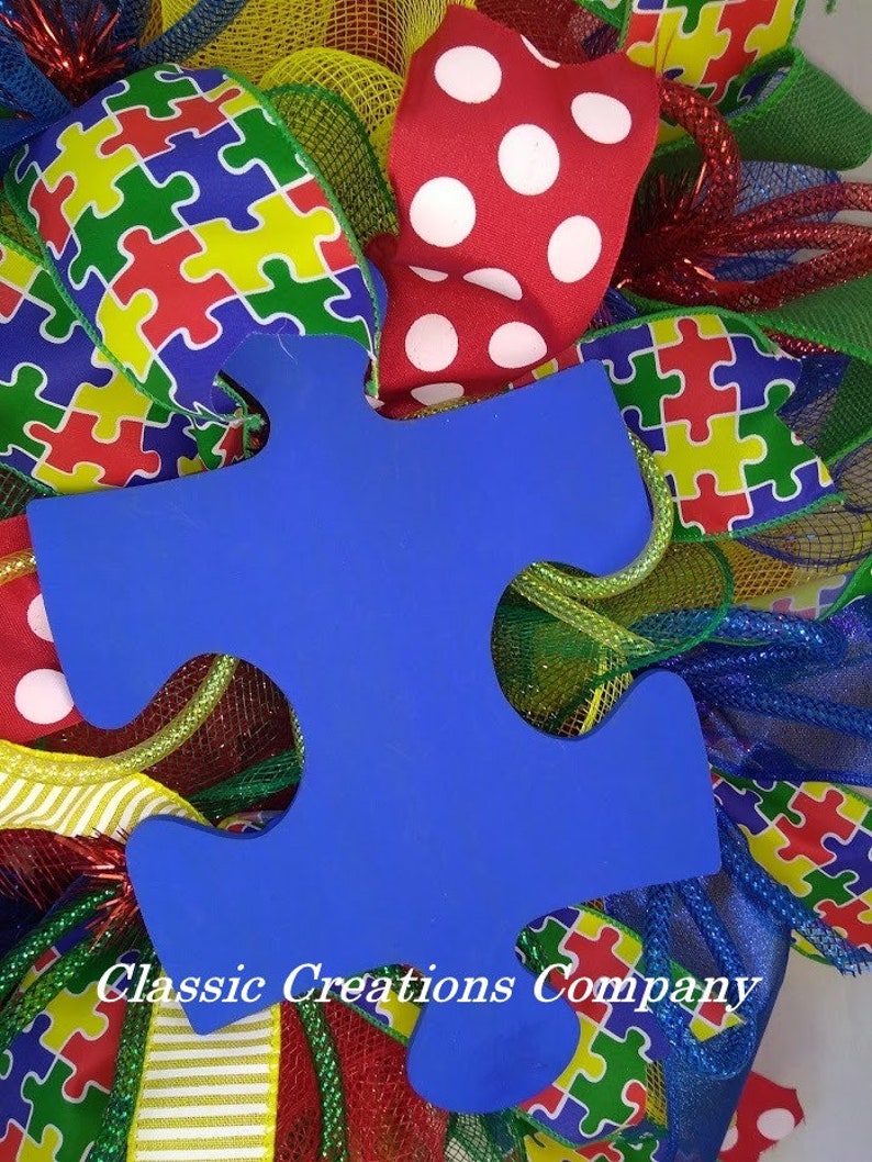 Autism Wreath Autism Awareness Autism Ribbon Autism Home Decor Everyday Wreath Autism Awareness Front Door Wreath