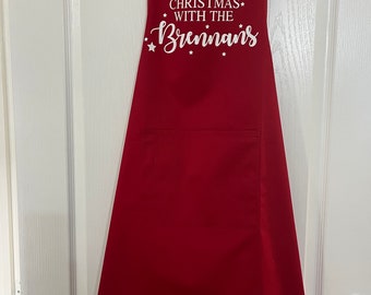 Personalised family name Christmas apron, Christmas dinner apron, Festive fun Christmas gift, Christmas with the apron