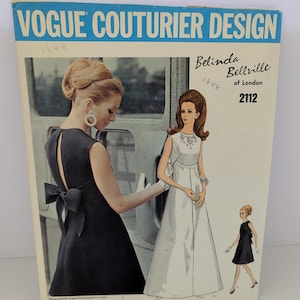 Vintage 1970 Vogue Couturier Design Pattern #2112 by Belinda Bellville of London - One Piece Dress Pattern - Size 12  - Designer Pattern