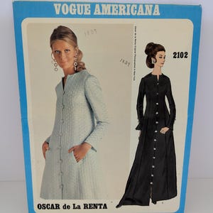Vintage 1969 Vogue Americana Pattern #2102 by Oscar de La Renta - One Piece Evening Dress Pattern - Size 12 or 16 - Designer Sewing Pattern