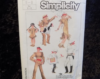 Patrón de disfraz Vintage Simplicity: Llanero Solitario, Tonto, Plateado, Scout - Talla infantil 6-8