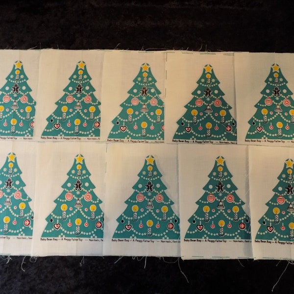 Vintage 1950s Cloth Pattern for Christmas Tree Beanbags - A Peggy Falter Toy - 20 Panels to make 10 Bean Bags - Vintage Christmas Toy