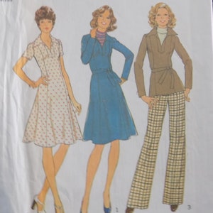 Vintage 1970s Simplicity Pattern #7177 - Dress or Top and Pants Pattern - Round Neckline - Back Zipper - Size 10 Bust 32 1/2