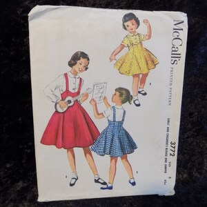 Vintage McCall&#39;s Pattern #3772 - Girls&#39; Blouse and Jumper Pattern - Girl Size 8